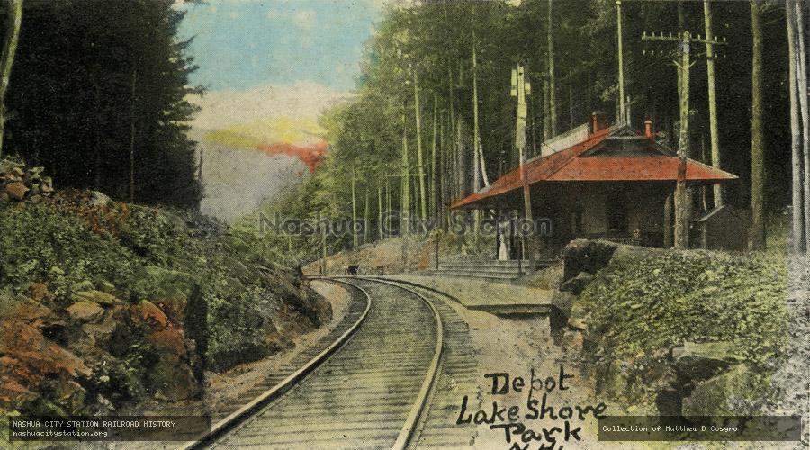 Postcard: Depot, Lake Shore Park, New Hampshire